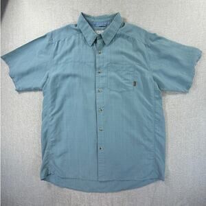 Simms Men XL Blue Lightweight Short Sleeve Button Front Fishing Outdoor Shirt